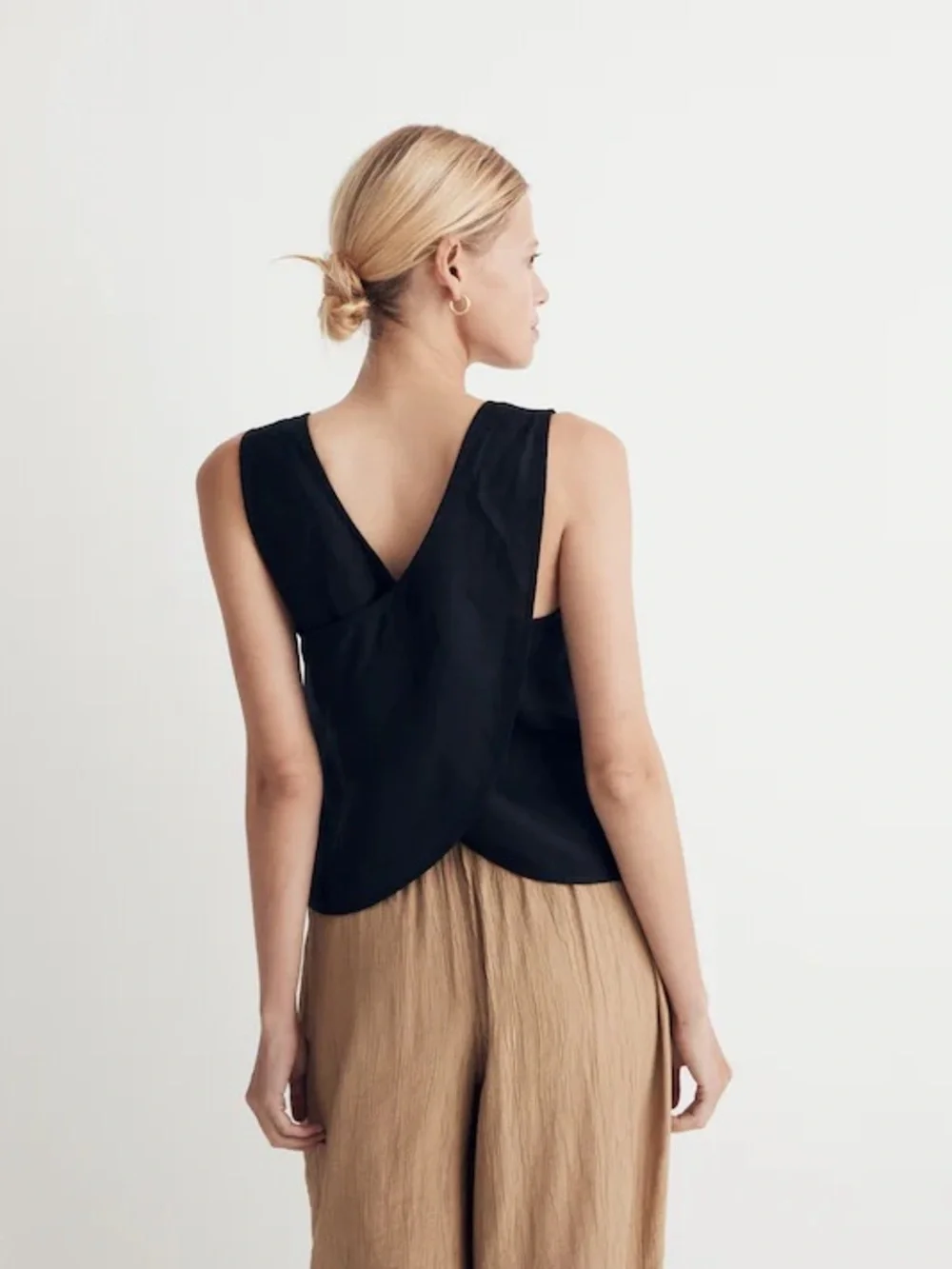 Madewell Black 100% Linen Cross-Back Sleeveless Top Tank - Size 10 - Picture 4 of 8